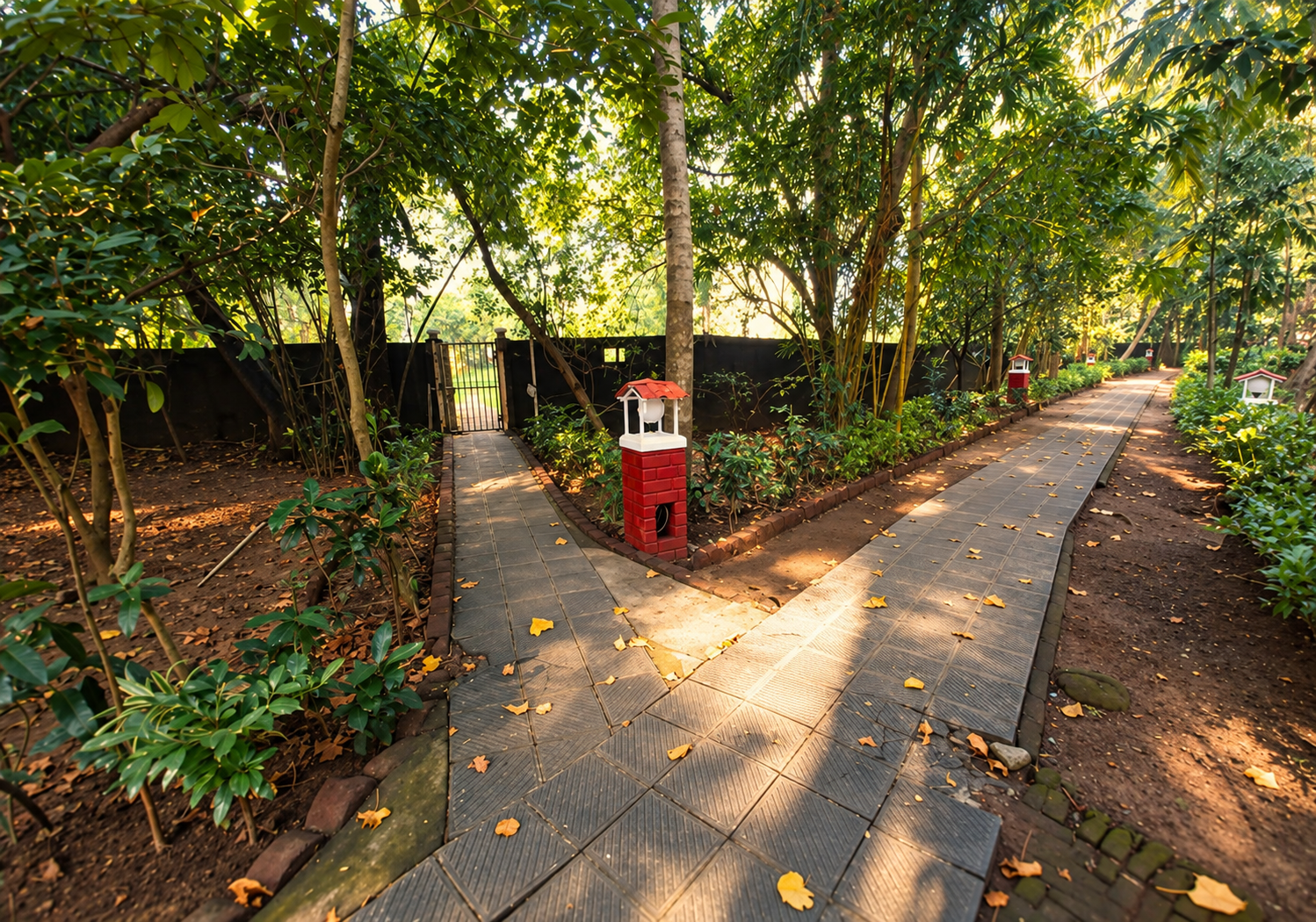 Garden walkway at Kelva Beach Resort